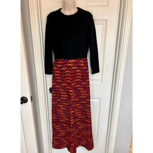 Vintage‎ Craely Women’s Size 14 Colorblock Long Sleeve Maxi Dress Union Made